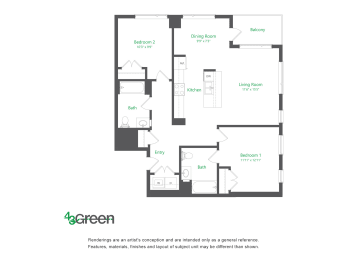 Floor Plan  Two Bedroom 2B