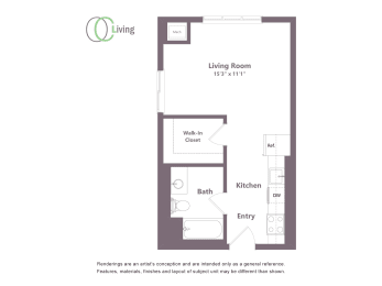 Floor Plan  a floor plan of a unit with a bedroom and a living room