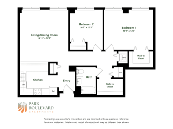Floor Plan  a floor plan of park boulevard apartments