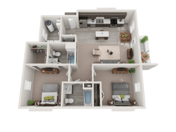 a 3d rendering of a floor plan of a house