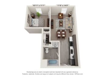 1 Bedroom Elevation 5000