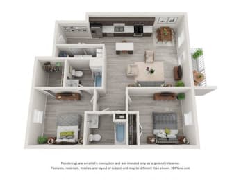  Floor Plan 2 Bedroom First Level