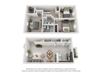  Floor Plan 3 Bedroom, 2.5BA Townhome