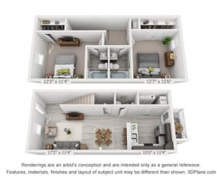 2 Bedroom, 2.5BA Townhome