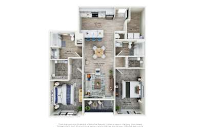 a typical floor plan of a 3 bedroom apartment