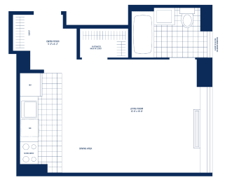  Floor Plan Studio, One Bath. Residence RR, Floor 10