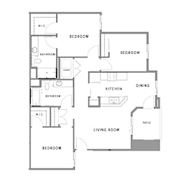 A floor plan of a house with labeled rooms.