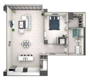 A8 Floor Plan at 220 Meridian, Indianapolis, 46204
