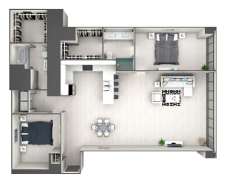 B2C Floor Plan at 220 Meridian, Indianapolis, IN, 46204