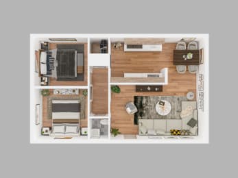 a floor plan of a house with a bedroom and a living room
