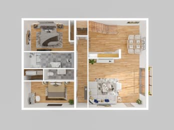 a floor plan of a house with wood paneling