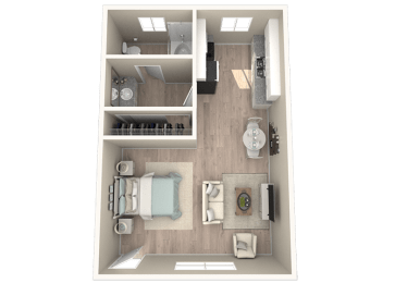a floor plan of a bedroom with a bathroom and a living room at Sunnymead Apts Apartments, Moreno Valley, 92553