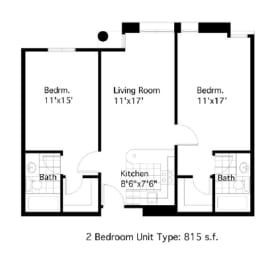 1 Bed 1 Bath Floor Plan at International Village UCR Student Housing, California, 92507