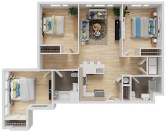 The Maddox at 640 Greenwood Ave Trenton NJ - Three Bedroom Two Bath floor plan