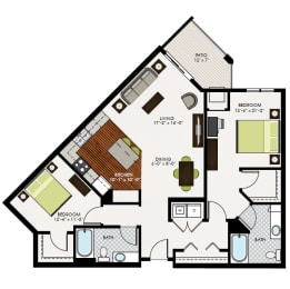 Bennett Floor Plan at Victoria Park and V2 Apartments, Minnesota