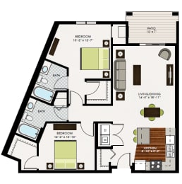 McGovern Floor Plan at Victoria Park and V2 Apartments, Minnesota, 55102