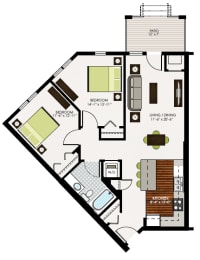 Mickey Floor Plan at Victoria Park and V2 Apartments, St. Paul, MN