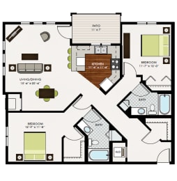 Ordway Floor Plan at Victoria Park and V2 Apartments, St. Paul, Minnesota