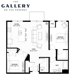 The Chianti Floor Plan at The Gallery Apartments, Burnsville, Minnesota