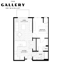 The Willow Floor Plan at The Gallery Apartments, Burnsville