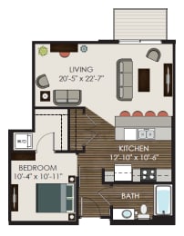 The Sheridan Floor Plan at Victoria Park and V2 Apartments, St. Paul, Minnesota