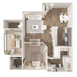 1 Bedroom Floor Plan at Puller Place Apartments, Jacksonville, NC, 28546
