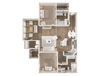 2 Bedroom With Sunroom Floor Plan at Puller Place Apartments, North Carolina