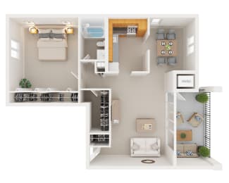 One Bedroom Floor Plan at New Carrollton Woods, Riverdale, MD