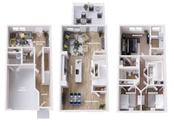 A diagram shows the layout of a house with labeled rooms such as Bedroom, Bathroom, Kitchen, Living Room, Dining Room, and Garage.