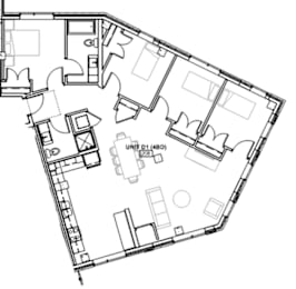 A floor plan of a unit with the label "Unit D1 (48D)" in the center.