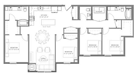 A black and white image of a house floor plan.
