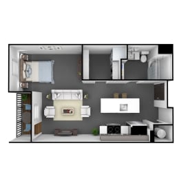  Floor Plan 0 Bedroom, 1 Bathroom 631 SF