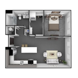  Floor Plan 1 Bedroom, 1 Bathroom 724 SF