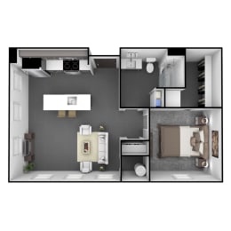  Floor Plan 1 Bedroom, 1 Bathroom 749 SF