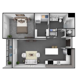  Floor Plan 1 Bedroom, 1 Bathroom 789 SF