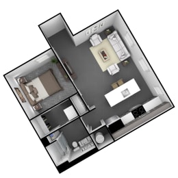  Floor Plan 1 Bedroom, 1 Bathroom 800 SF