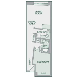  Floor Plan 1 Bedroom, 1 Bathroom - 720 SF