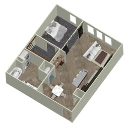  Floor Plan 1 Bedroom, 1 Bathroom