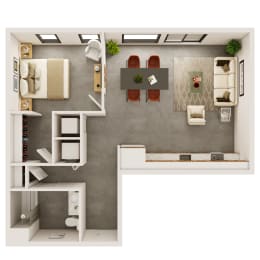  Floor Plan 1 Bedroom, 1 Bathroom - 777 SQ FT
