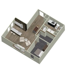  Floor Plan 1 Bedroom, 1 Bathroom H