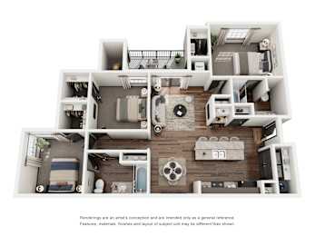 A floor plan of a small apartment with a kitchen, living room, and bathroom.