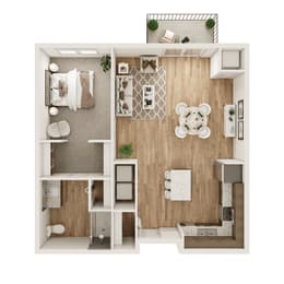  Floor Plan 1 Bed, 1 Bath - 866 SF - Accessible