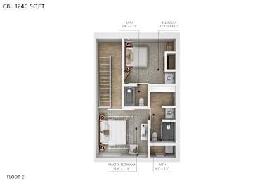 A diagram of a floor plan for a C8L 1240 SQFT apartment.
