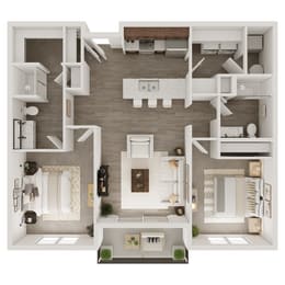 1,079-1,082 SF Two Bedroom Aspen floor plan  at 148 Place in Omaha, NE