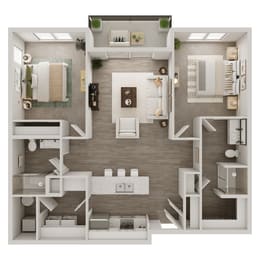 1127 SF Two Bedroom Maple floor plan  at 148 Place in Omaha, NE