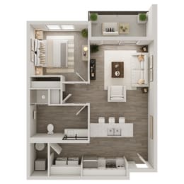 734 SF One Bedroom Cedar floor plan  at 148 Place in Omaha, NE