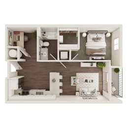 674 SF One Bed One Bath Floor Plan at The Artisan at 39 in Omaha, NE