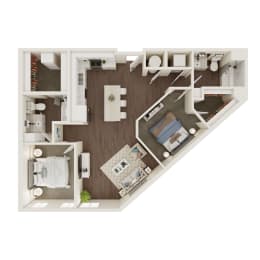 997 SF Two Bed Two Bath Floor Plan at The Artisan at 39 in Omaha, NE