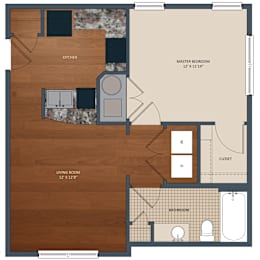 601 SF One-Bed One-Bath Floor Plan at Aventine at Wilderness Hills in Lincoln, NE