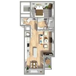 480 One Bed One Bath Floor Plan at Boho Flats in Omaha, NE
